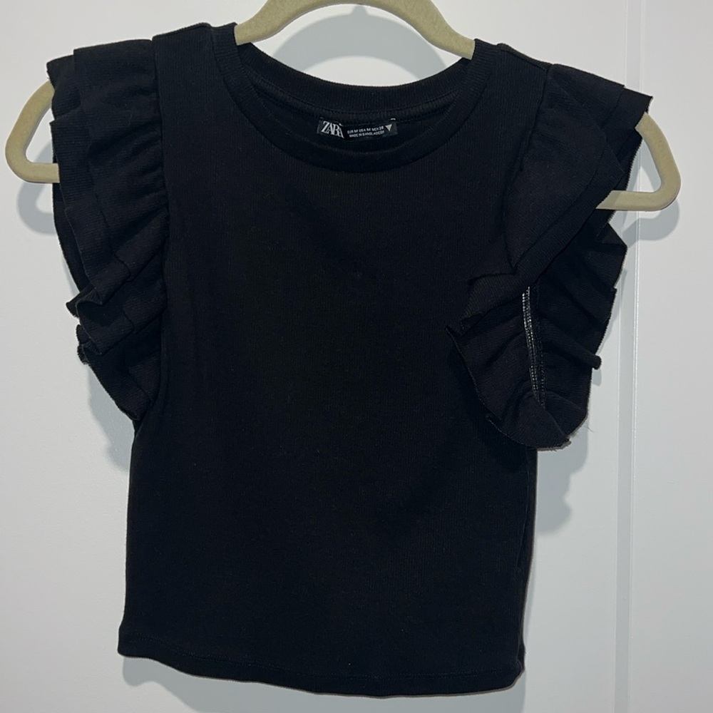 Ruffle Sleeved Crop Top